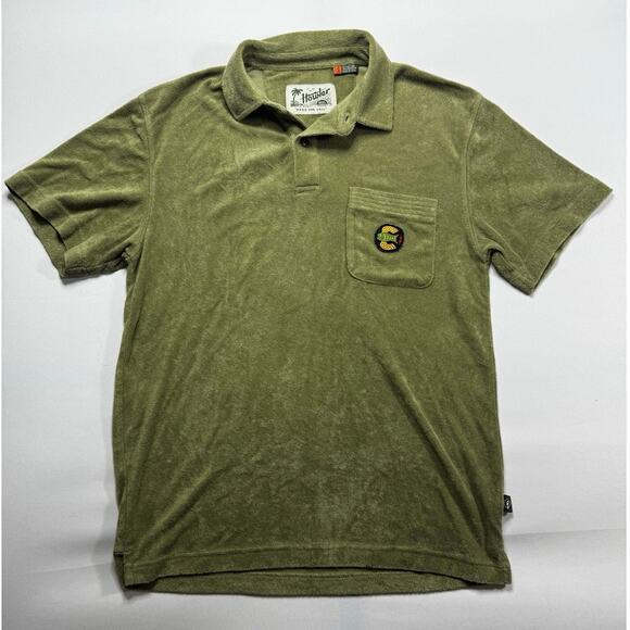 Howler Bros. Men's Green Plusherman Terry Polo Shirt - Size S - Picture 1 of 4
